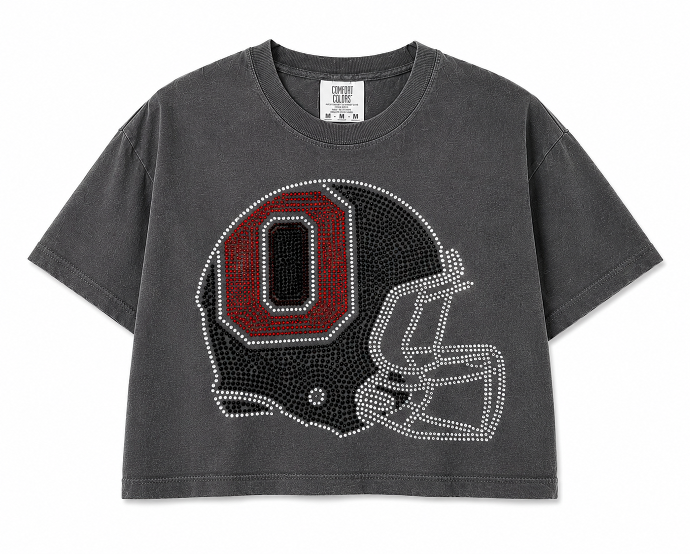 Block O Rhinestone Helmet Cropped Tee
