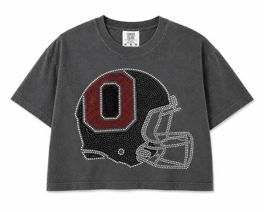 Block O Rhinestone Helmet Cropped Tee