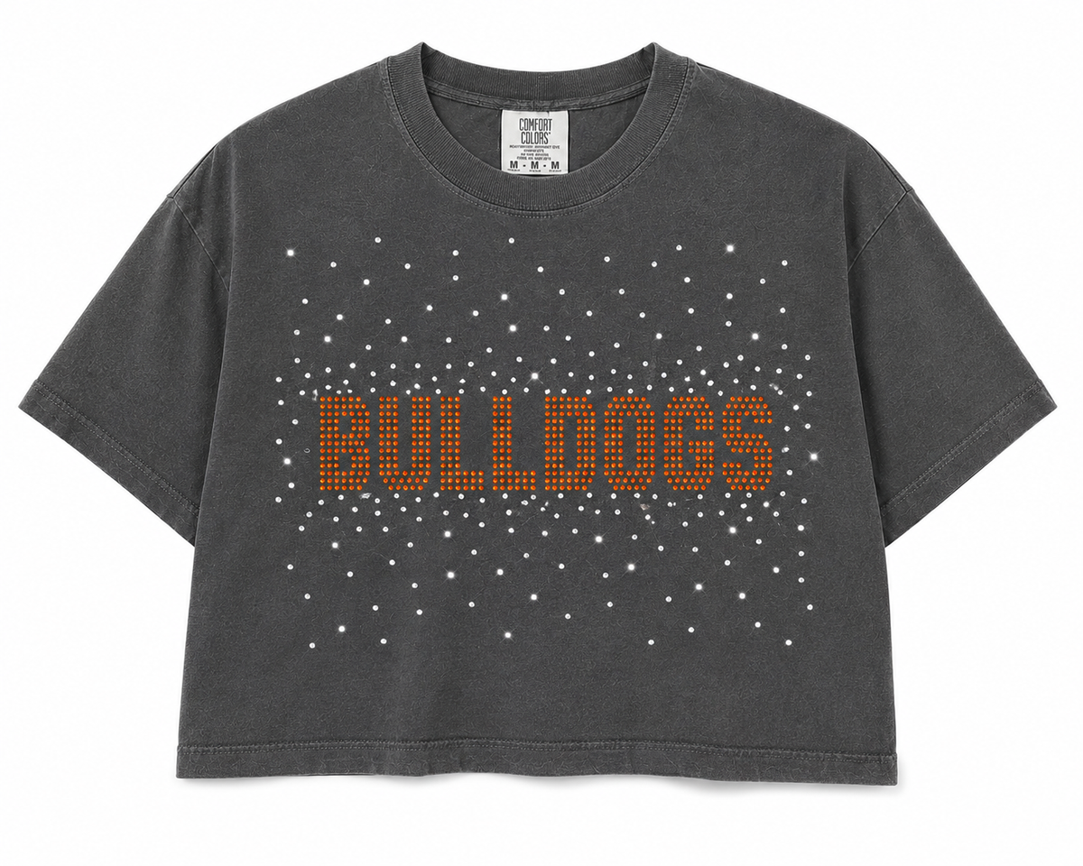 Bulldogs Rhinestone Cropped Tee
