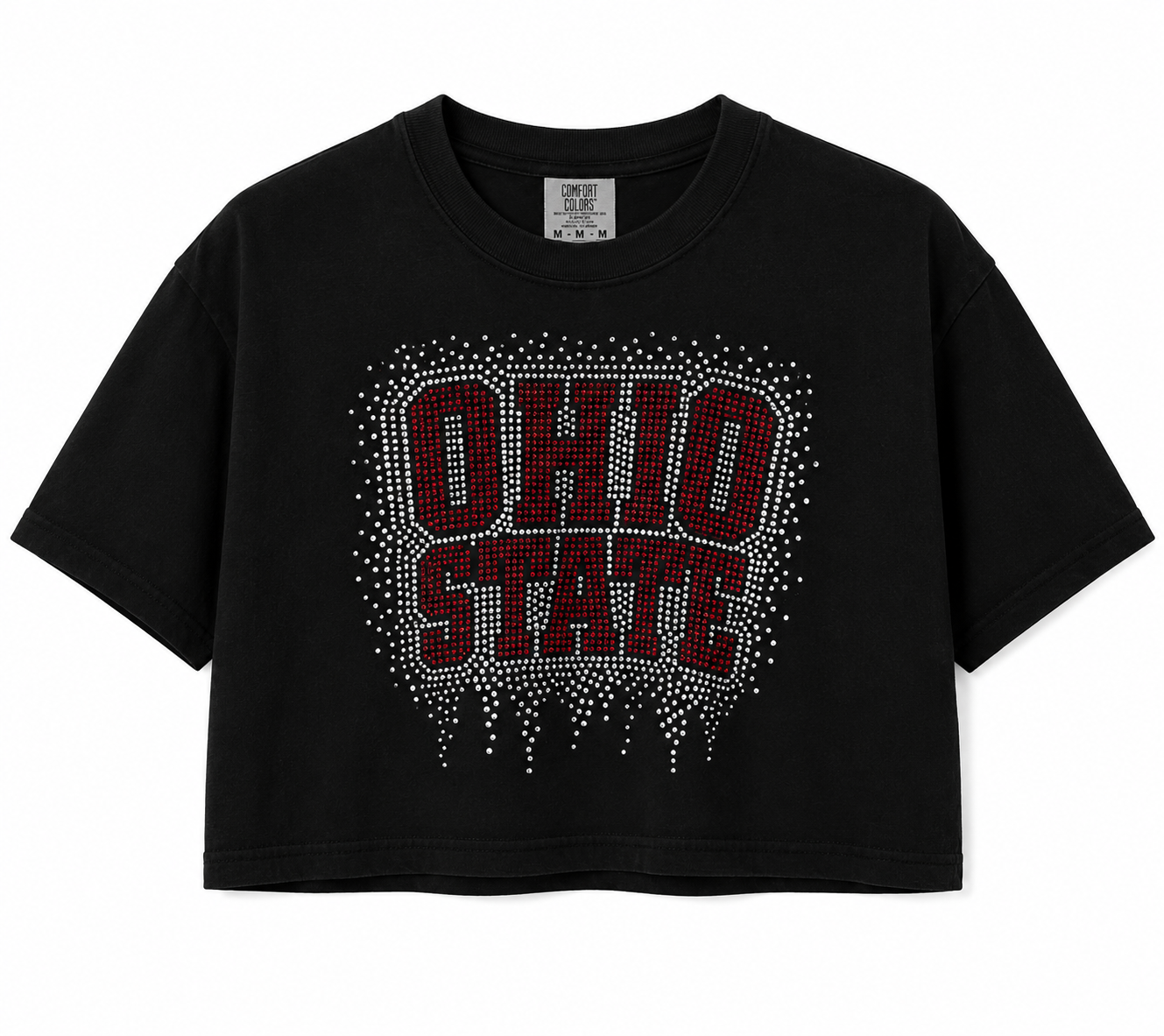 Ohio State Rhinestone Drip Tee-BLACK