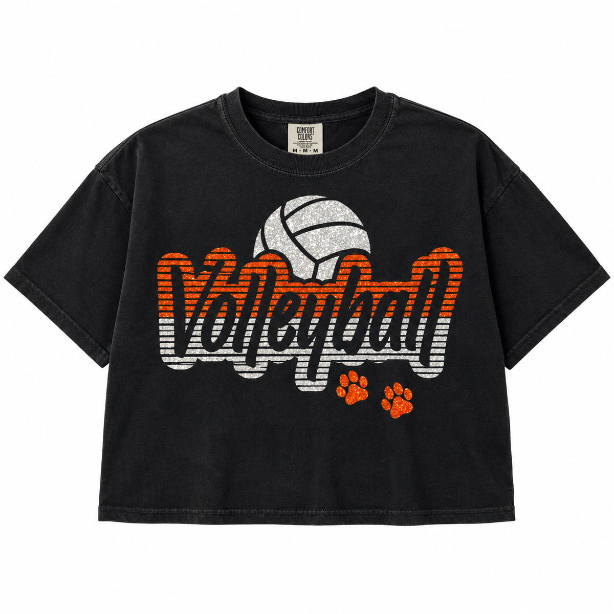 Custom School Spirit Volleyball Glitter Tee