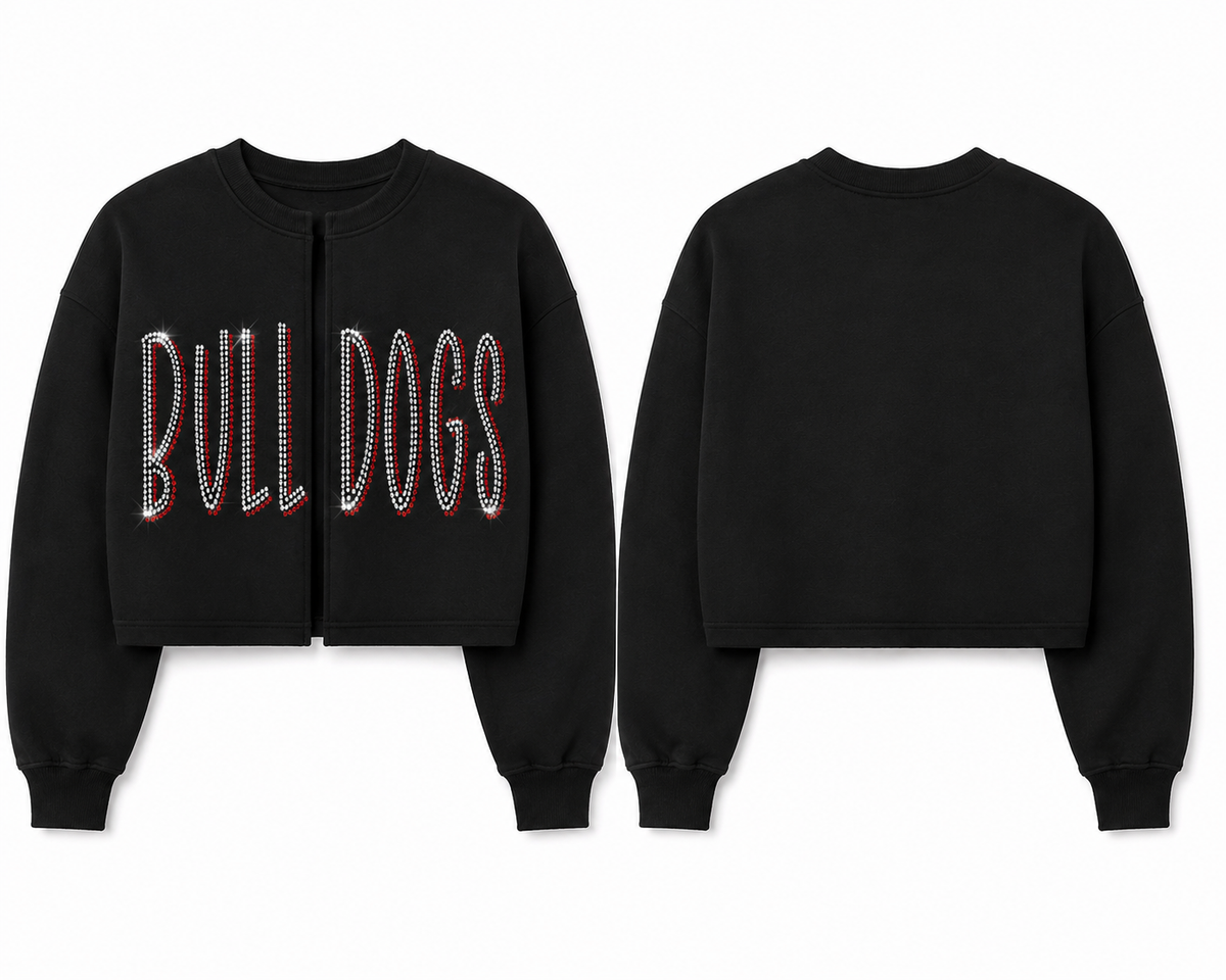 Bulldogs Rhinestone Cut-Up Cardigan Crew