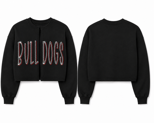 Bulldogs Rhinestone Cut-Up Cardigan Crew