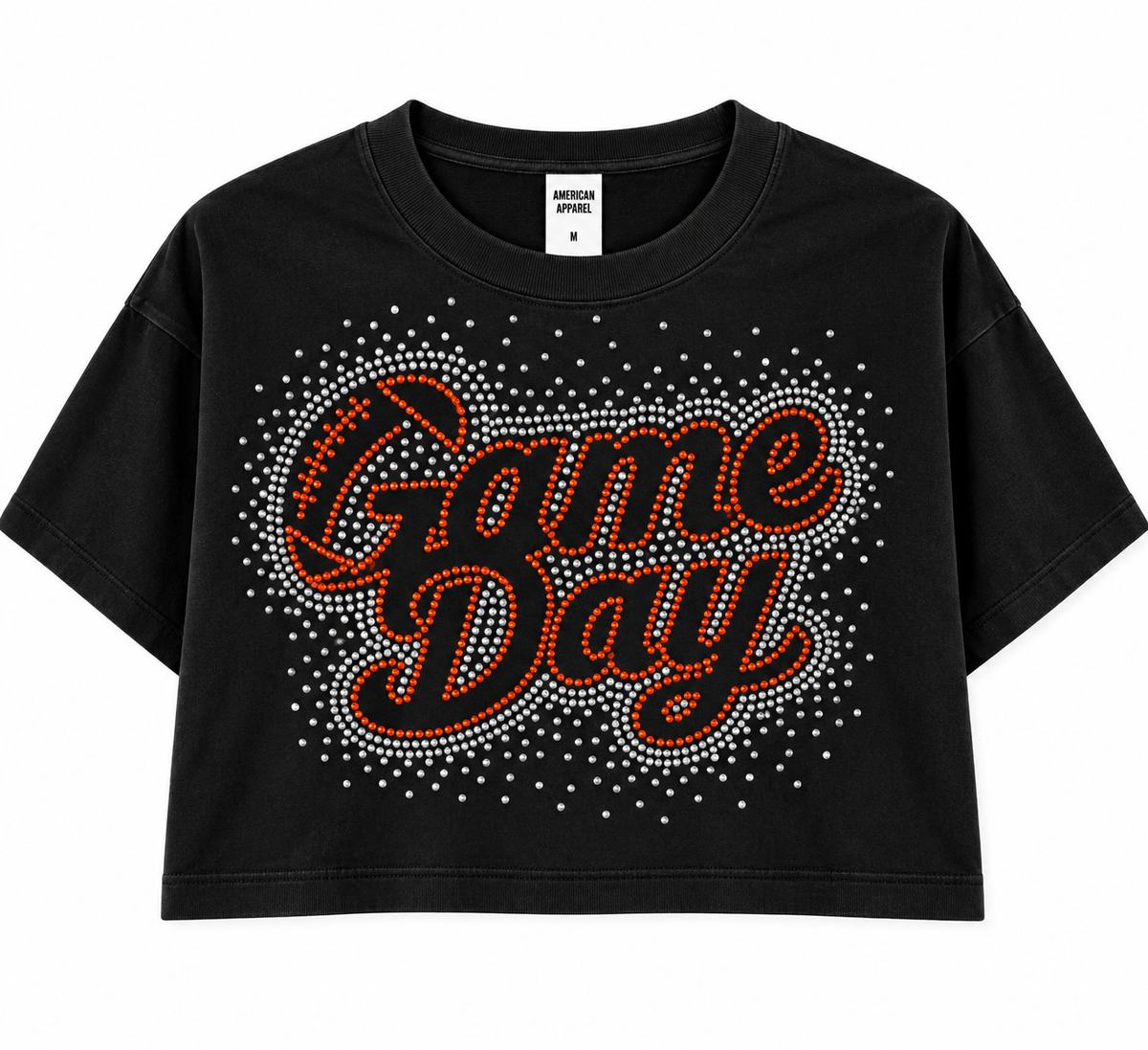 Game Day Rhinestone Couture Crop Tee