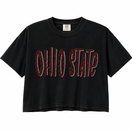 Ohio State Rhinestone Cropped Tee ❤️✨