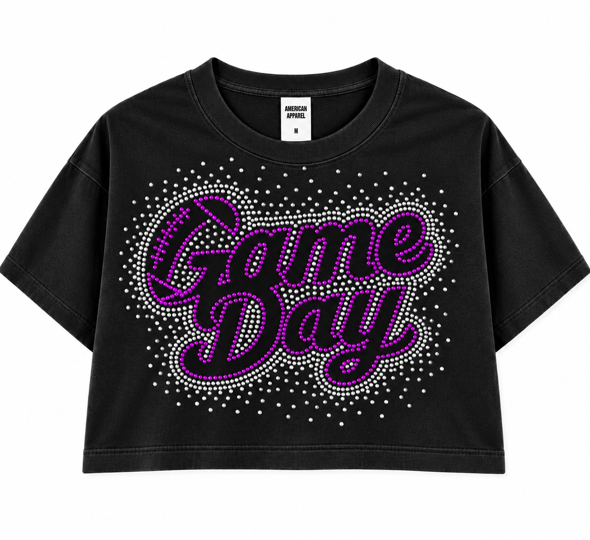 Game Day Rhinestone Couture Crop Tee