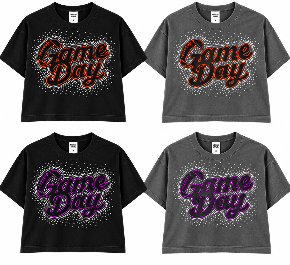 Game Day Rhinestone Couture Crop Tee